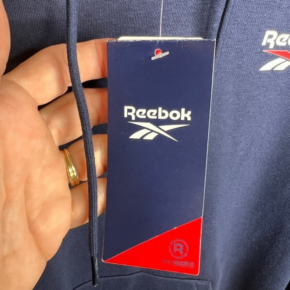 Reebok Men's Identity Fleece Pullover Hoodie - Navy Size S - Picture 5 of 8